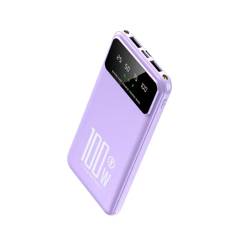 Portable100W Fast Charging with LED Light 20000mAh High-capacity Power Bank Digital Display Suitable for IPhone, Huawei, Samsung