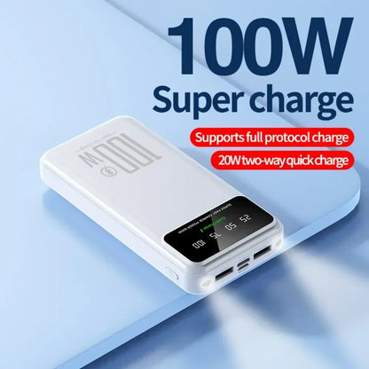 Portable100W Fast Charging with LED Light 20000mAh High-capacity Power Bank Digital Display Suitable for IPhone, Huawei, Samsung
