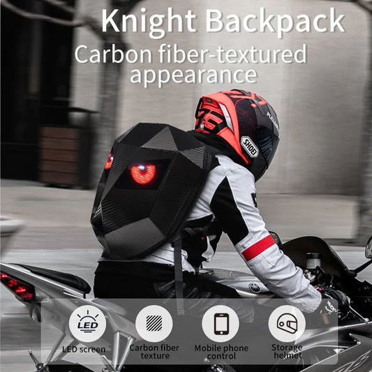 Motorcycle Duffel Bag Riding Backpack App Bluetooth Control LED Eyes Pattern Luminous Hard Shell Full Helmet Rider Helmet Bag