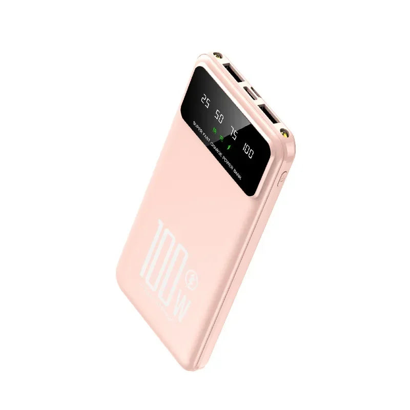 Portable100W Fast Charging with LED Light 20000mAh High-capacity Power Bank Digital Display Suitable for IPhone, Huawei, Samsung