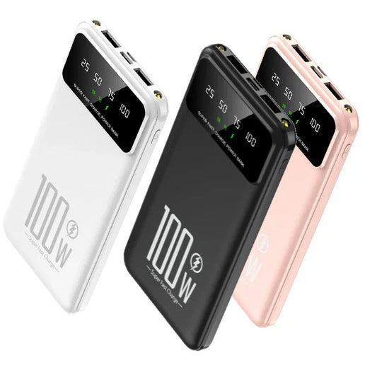 Portable100W Fast Charging with LED Light 20000mAh High-capacity Power Bank Digital Display Suitable for IPhone, Huawei, Samsung