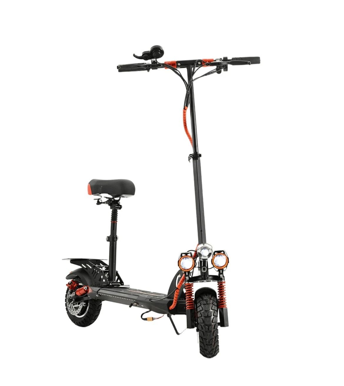 2000W Electric Scooter with Rear Wing - 50km Range, Off-Road Tires, Detachable Seat
