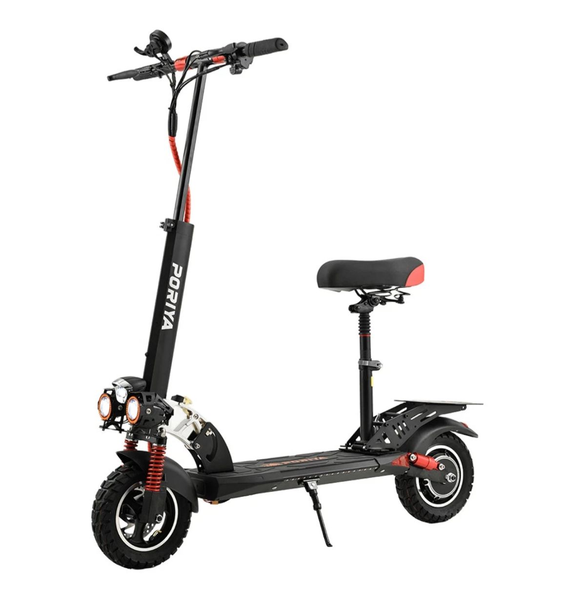 2000W Electric Scooter with Rear Wing - 50km Range, Off-Road Tires, Detachable Seat