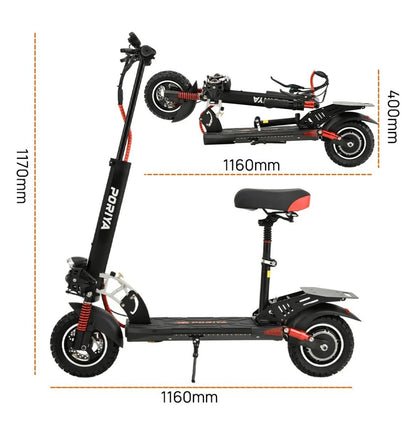 2000W Electric Scooter with Rear Wing - 50km Range, Off-Road Tires, Detachable Seat