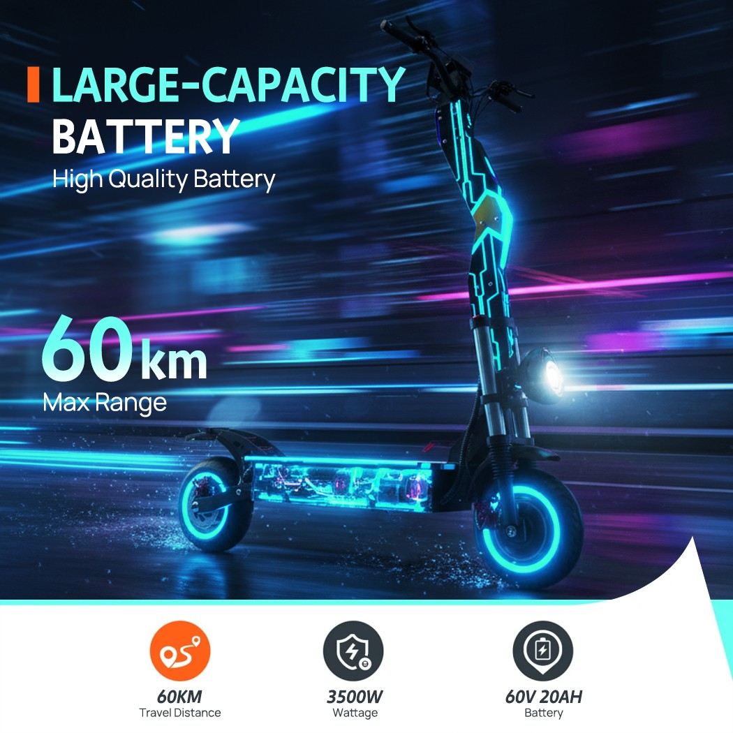 PORIYA 3500W 80KM/H Electric Scooter NFC Start Adult Foldable RGB off Road
